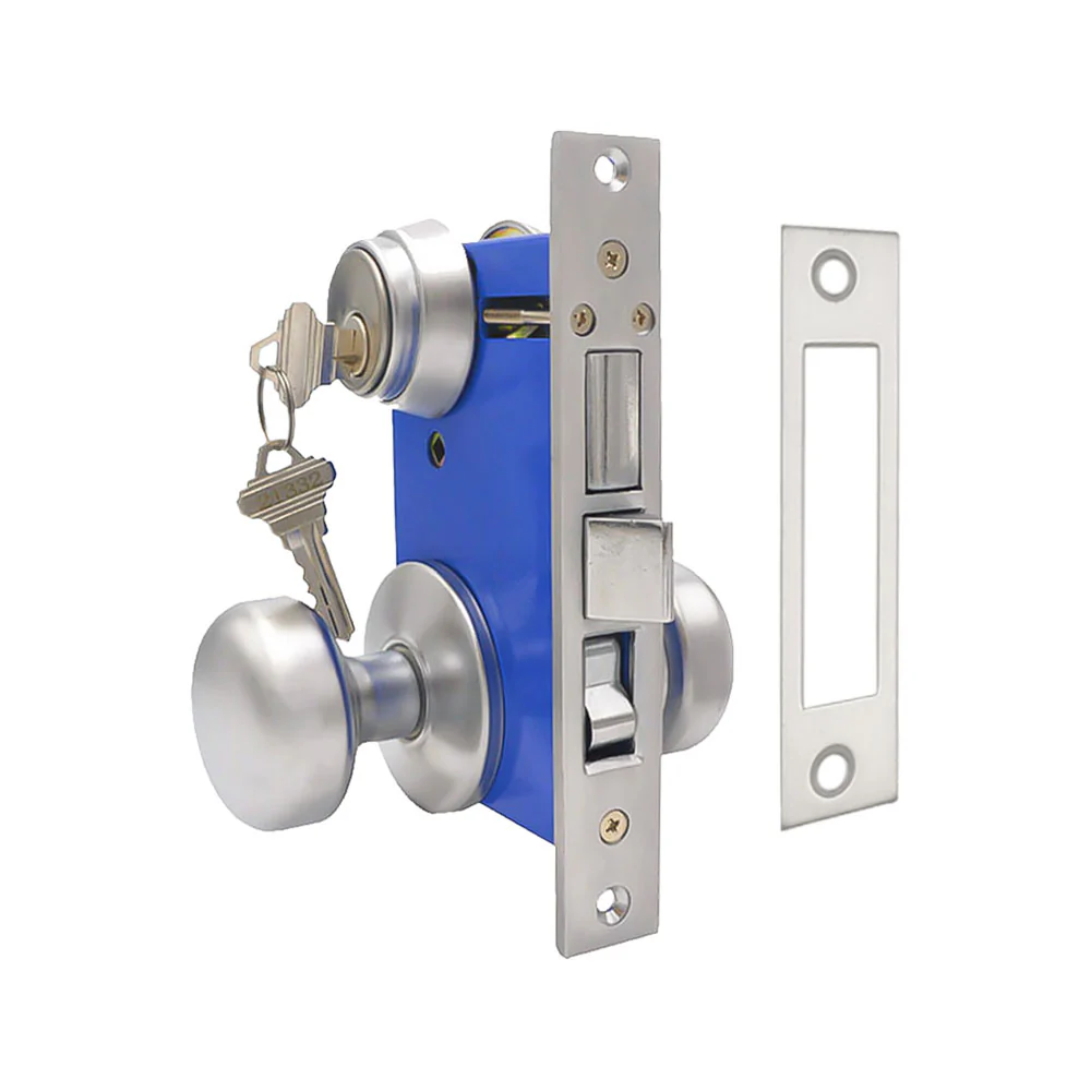 ECS HARDWARE - Durable Mortise Lockset Gate Lock with Knob US26D Silver SC1 Keyway - Double Sided - Right Handed Questions & Answers