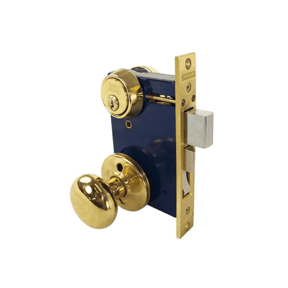 Marks USA - 22AC - Ornamental Iron Entrance Knob Mortise Lockset - Backset 2-1/2 Inch - 5 Pin - Double Cylinder - Bright Brass Questions & Answers