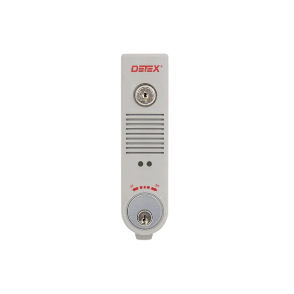 Detex - EAX-500-W-CYL-KD - Battery Powered Exit Alarm with Keyed Different Cylinder - Gray Finish Questions & Answers