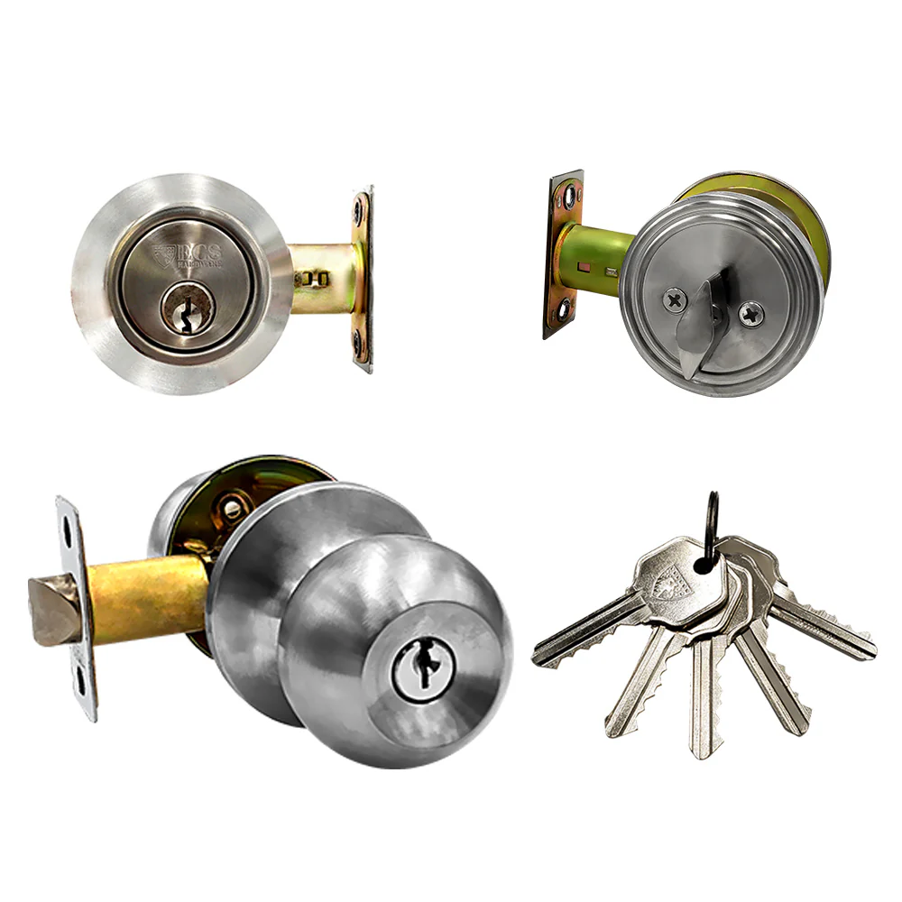 ECS HARDWARE - Durable Combo Lockset w/ Single Knob & Deadbolt - Entrance - Stainless Steel - Grade 3 (KW1) Questions & Answers