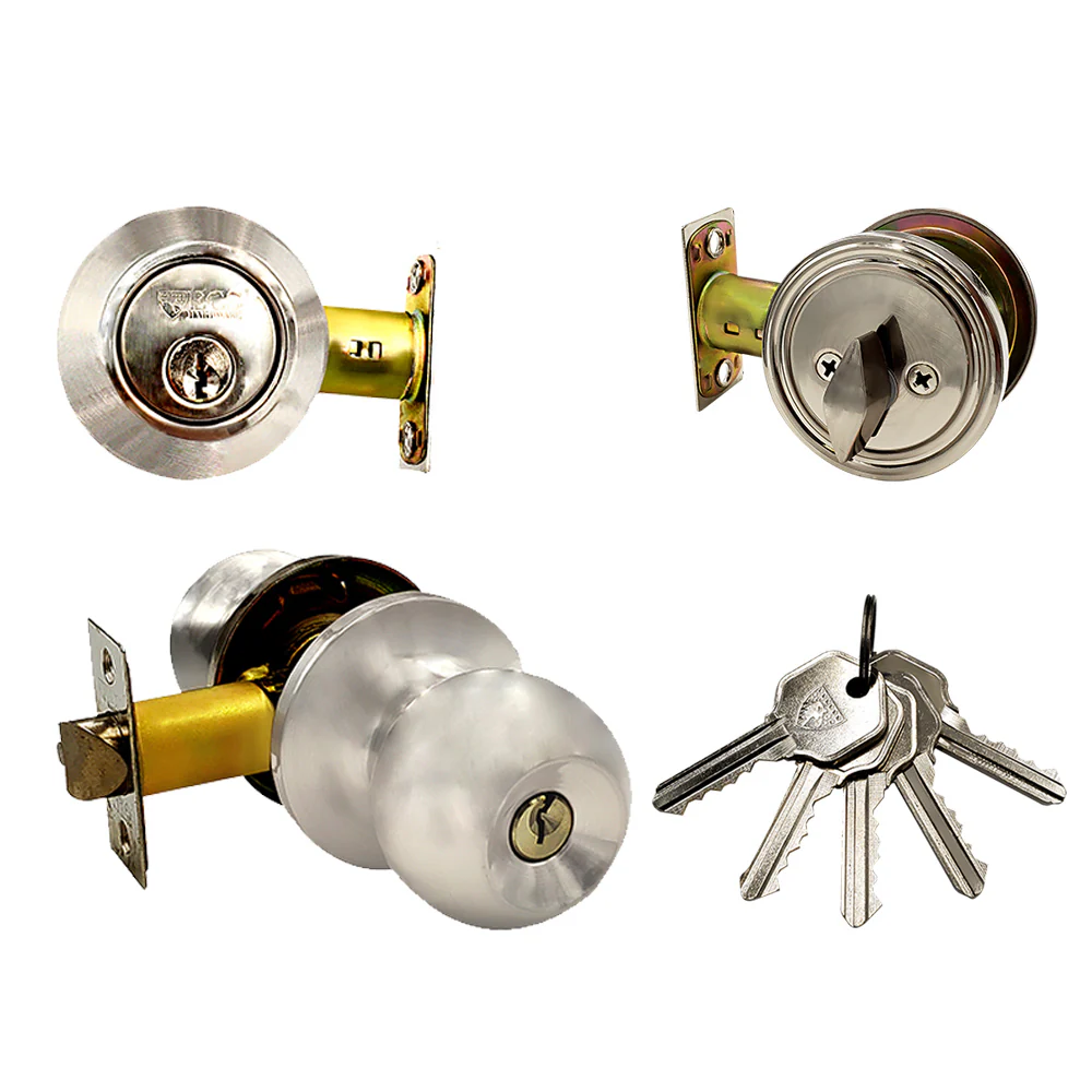 ECS HARDWARE - Durable Combo Lockset w/ Single Knob & Deadbolt - Entrance - Satin Nickle - Grade 3 (KW1) Questions & Answers