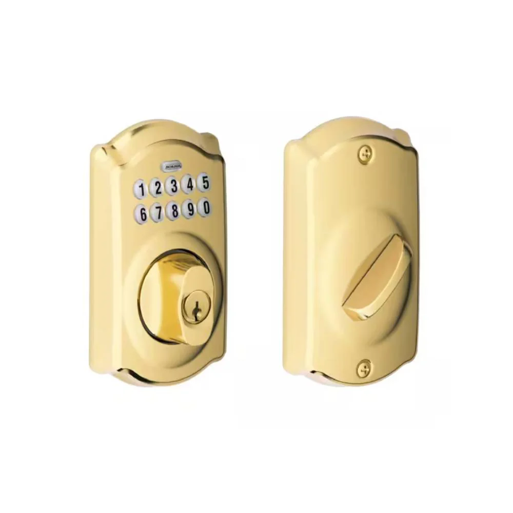 Schlage - BE365 - Pushbutton Deadbolt Lock - Camelot Trim - Grade 2 - Lifetime Brass Finish Questions & Answers